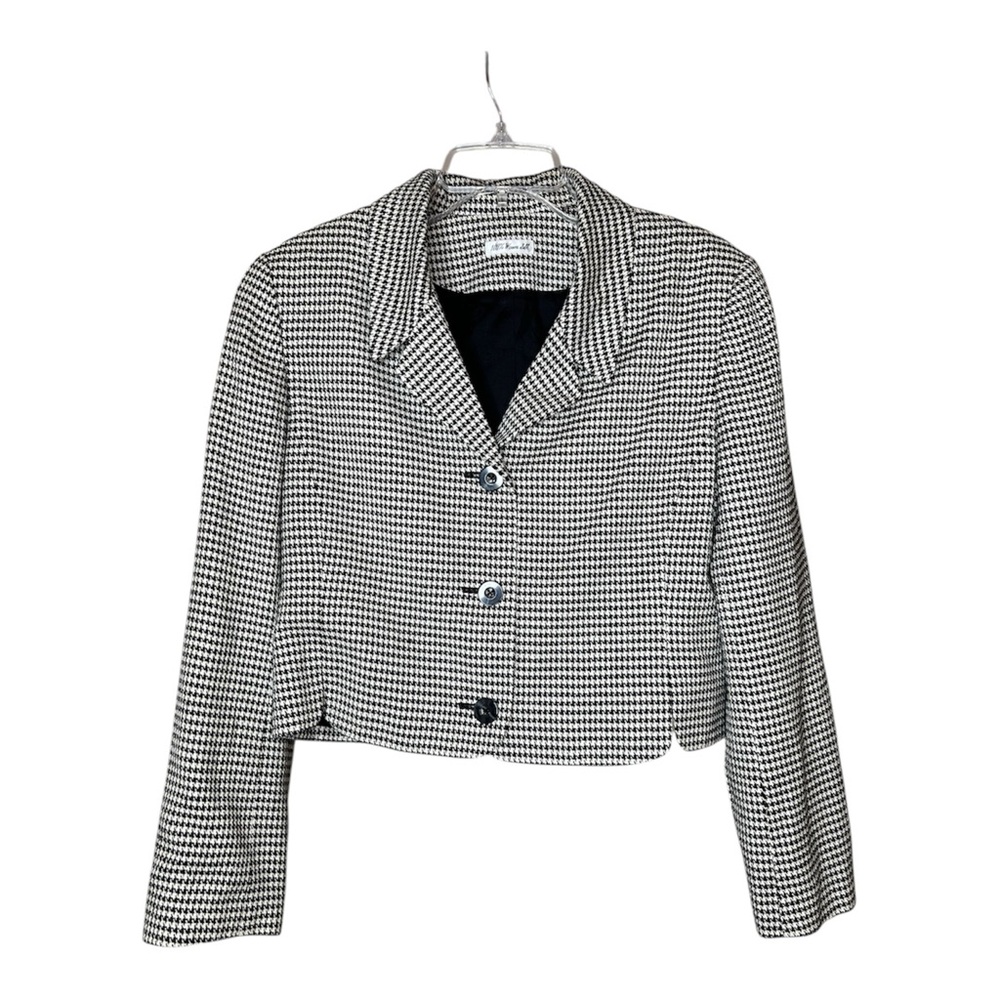 Ann May Women’s Vintage Black/White Houndstooth Cropped Blazer SZ 8